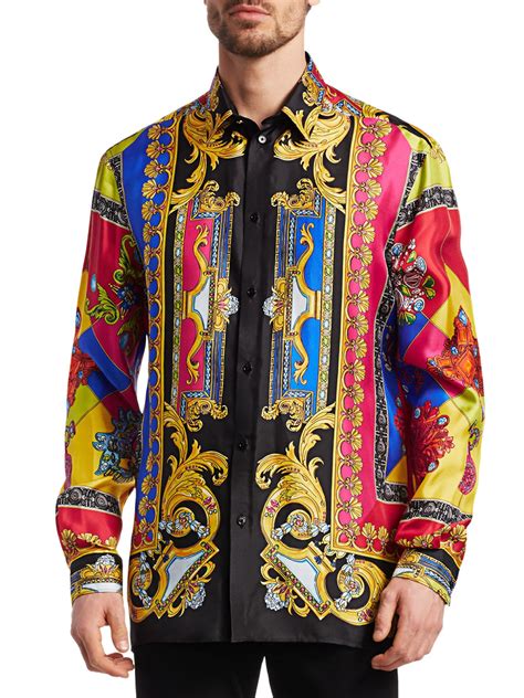 mens versace silk shirts|versace shirt men's price.